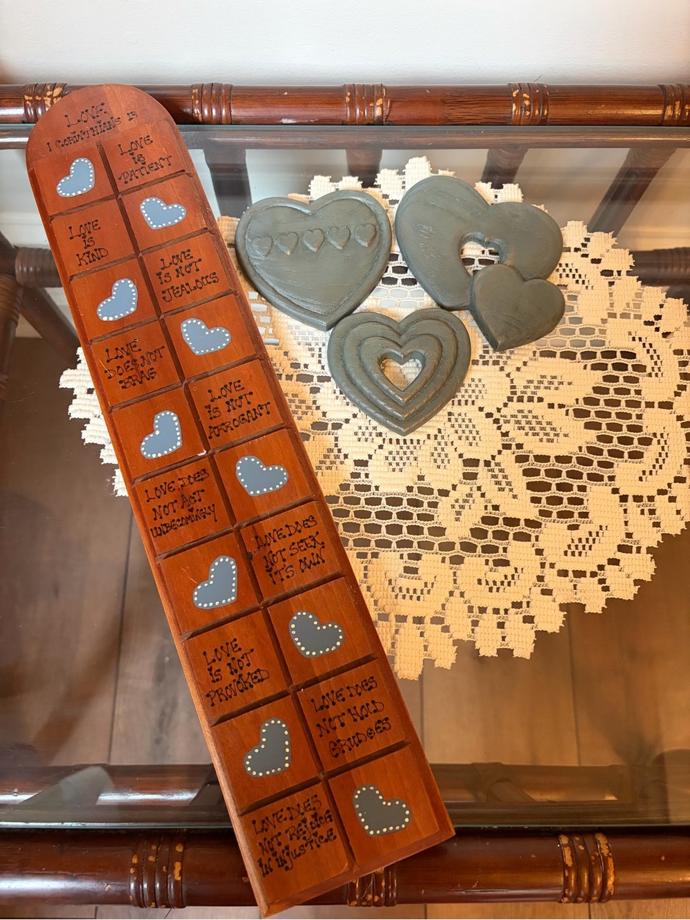 3 piece Burwood heart set with wall plaque